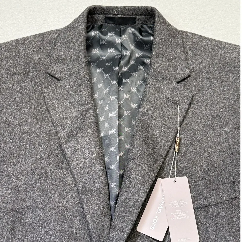 Michael Kors Men's Wool Cashmere Luxury Classic Fit Sport Coat Charcoal 46L $450